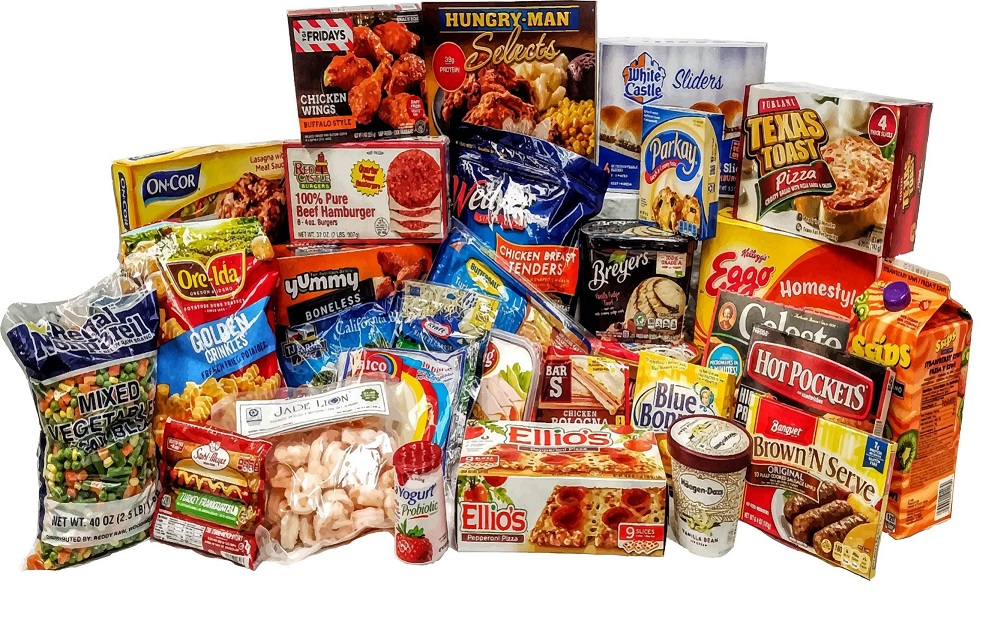 Assortment of frozen and refrigerated retail products